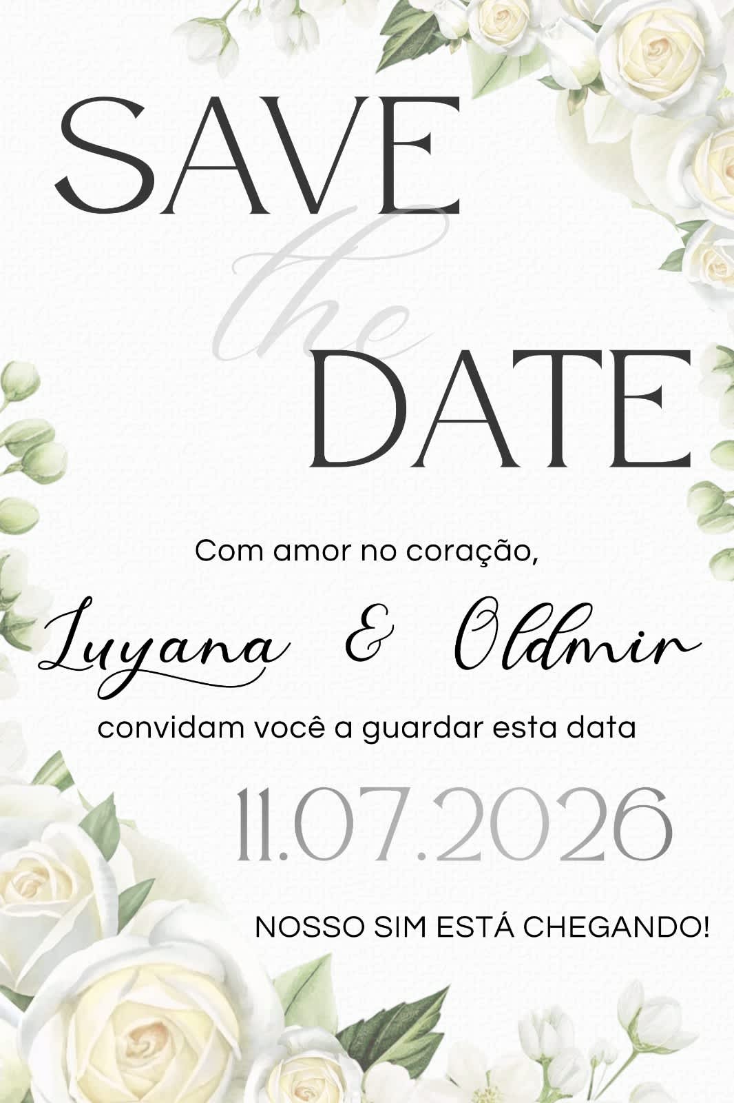 Convite Tradicional - Casamento flores brancas 